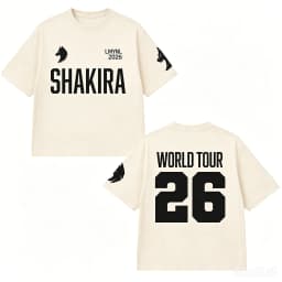 2026 Shakira LMYNL World Tour Printed Summer T-shirt 100%Cotton Men's Women's Popular FashionCasual Tshirt Y2k Tops