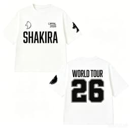 2026 Shakira LMYNL World Tour Printed Summer T-shirt 100%Cotton Men's Women's Popular FashionCasual Tshirt Y2k Tops