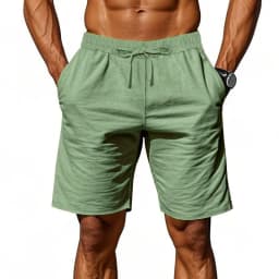 New men's cotton and linen solid color short shorts lightweight sports pants linen beach shorts jogging sports shorts men's shor
