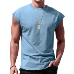 Independent Station 24 Cross-Border Men's Summer New Sleeveless T-Shirt Youth Casual Loose Solid Color Thin Shoulder T-Shirt Spo
