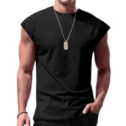 Independent Station 24 Cross-Border Men's Summer New Sleeveless T-Shirt Youth Casual Loose Solid Color Thin Shoulder T-Shirt Spo