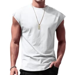 Independent Station 24 Cross-Border Men's Summer New Sleeveless T-Shirt Youth Casual Loose Solid Color Thin Shoulder T-Shirt Spo
