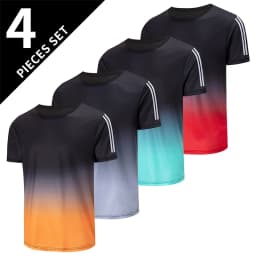1/4 Pcs Summer Men's Leisure Sports Multicolor Quick-drying Short-sleeved Teens Loose Solid Color Running Fitness Playing T-shir