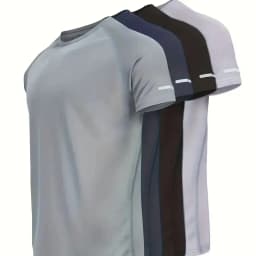 1/4 Pcs Summer Men's Leisure Sports Multicolor Quick-drying Short-sleeved Teens Loose Solid Color Running Fitness Playing T-shir