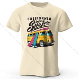 Surfer Sunrise Silhouette Printed Unisex Men Women T-Shirt Tees Tops 100% Cotton Ocean Wave Graphic Morning Ritual