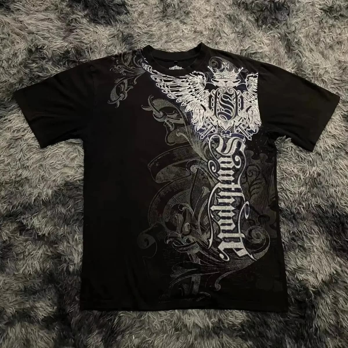 Motorcyc Classic Y2K Gothic Style Oversized T-Shirt round Neck Cotton High Street Tops for Men And Women