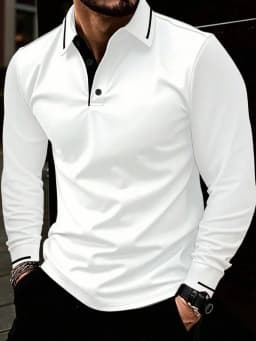 The new men's long-sleeved POLO shirt for Spring and Autumn 2025 features street fashion and comfort with 3D pattern printing