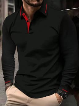 The new men's long-sleeved POLO shirt for Spring and Autumn 2025 features street fashion and comfort with 3D pattern printing