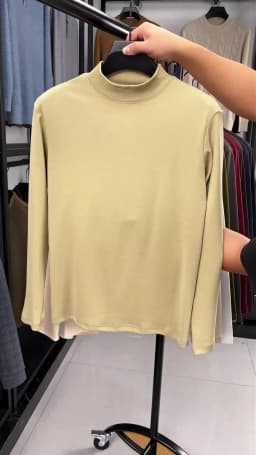 2026 New Men's Casual Solid Color High Collar Velvet Long Sleeve T-shirt Spring and Autumn Versatile Comfortable Top