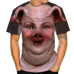 Summer Interest Fashion Short Sleeve Tops Street Loose Tee Shirts 3D Printing Fat Pig T-Shirt Men Funny Animal Graphic Tees