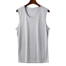 Men's Ice Silk Mesh Vest Lightweight Sports Summer Wear Sleeveless T-shirt Tank Top Casual Fashion Outerwear