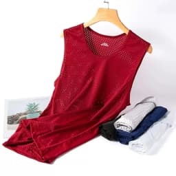 Men's Ice Silk Mesh Vest Lightweight Sports Summer Wear Sleeveless T-shirt Tank Top Casual Fashion Outerwear