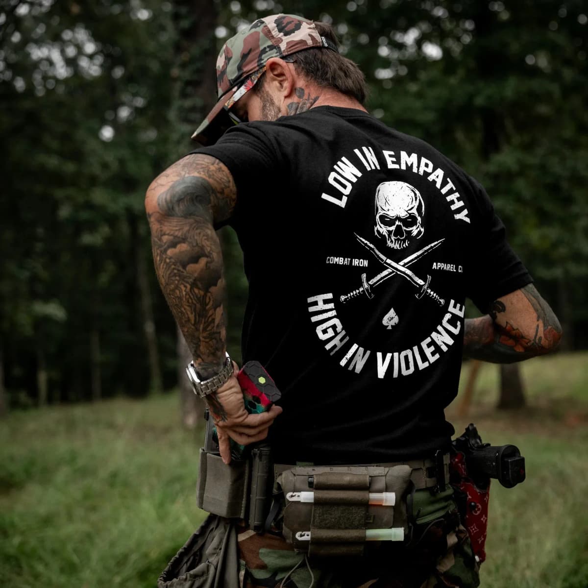 Low in Empathy High in Violence Men's T-Shirt - Combat Iron Military T-shirt - Suitable for Sports Wear Pure Cotton