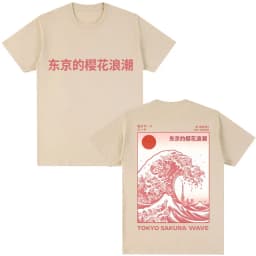 Japanese Style Hokkaido Wave Graphic T-shirts Men Women Harajuku Fashion Vintage T Shirts Oversized Cotton Popular T-Shirt Gifts