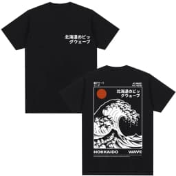 Japanese Style Hokkaido Wave Graphic T-shirts Men Women Harajuku Fashion Vintage T Shirts Oversized Cotton Popular T-Shirt Gifts