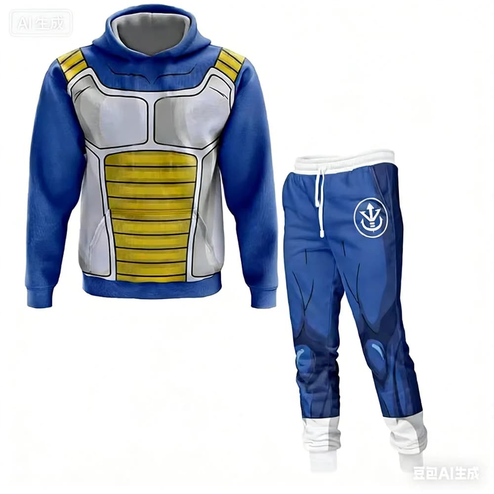 Adult Hoodie Men Sport Sweatshirts Cosplay Set Boys Men Top Casual Pants Autumn Winter Y2K Vegeta Armor Dragon Ball Z Hoodies 