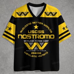 2026 Alien USCSS Nostromo 79 Jersey T-shirt, Weyland-Yutani Corp Print Mesh Tee, Retro Sci-Fi Horror Streetwear Casual Top