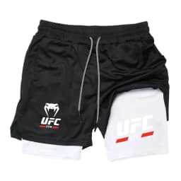 Men's 2-in-1 Double-Layer Sports Shorts, Quick-Dry and Breathable for Fitness, Running, Boxing, and Mixed Martial Arts Training,