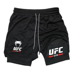 Men's 2-in-1 Double-Layer Sports Shorts, Quick-Dry and Breathable for Fitness, Running, Boxing, and Mixed Martial Arts Training,