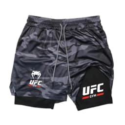 Men's 2-in-1 Double-Layer Sports Shorts, Quick-Dry and Breathable for Fitness, Running, Boxing, and Mixed Martial Arts Training,