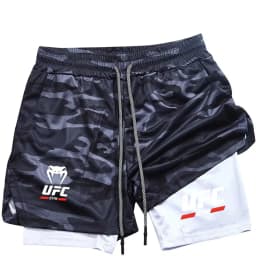 Men's 2-in-1 Double-Layer Sports Shorts, Quick-Dry and Breathable for Fitness, Running, Boxing, and Mixed Martial Arts Training,