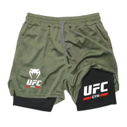 Men's 2-in-1 Double-Layer Sports Shorts, Quick-Dry and Breathable for Fitness, Running, Boxing, and Mixed Martial Arts Training,