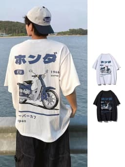 Fashion Loose T-Shirt Retro Summer Cartoon Anime Car Print Unisex Short Sleeve Round Neck Couple's Tee Youth T Shirts