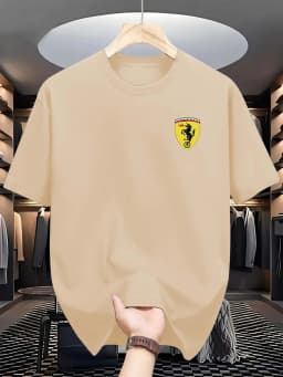 Men's summer 100% pure cotton casual fashionable loose car logo pattern casual round neck short sleeved T-shirt versatile top