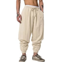 Korean Linen Trousers Man Autumn Gym Man Yoga Casual Baggy Pants Spring Autumn Harem Pants Loose Drawstring Work Pants Men