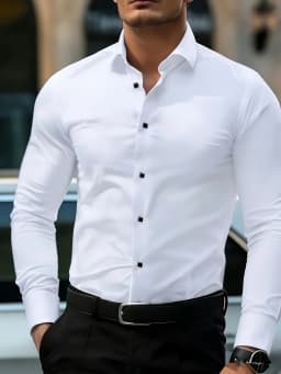 Spring and Summer Collection: White Long-Sleeved Business Formal Shirt (Suitable for Brides and Matrons of Honor) Men's Long-