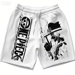 ONE PIECE Animation Luffy Sauron Peripheral Printed Shorts American Summer Men's Daily Loose Sports Breathable Shorts