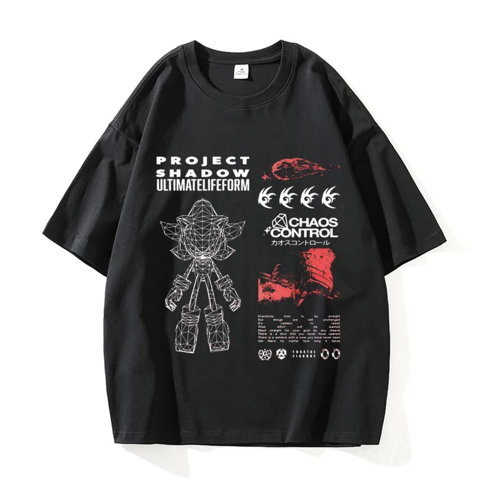Men's T Shirt Vintage 90s Shadows Hedgehogs T-Shirts Fashion Summer Tees Y2K Basic Printed Cotton Tops Birthday Gift