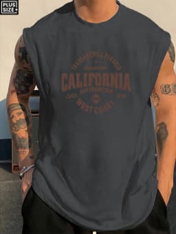 100 Cotton Men's Summer Fashion Casual Sports Loose Boston Est 1997 Print Comfortable Breathable Round Neck Sleeveless Vest