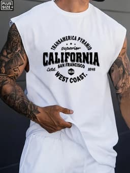 100 Cotton Men's Summer Fashion Casual Sports Loose Boston Est 1997 Print Comfortable Breathable Round Neck Sleeveless Vest