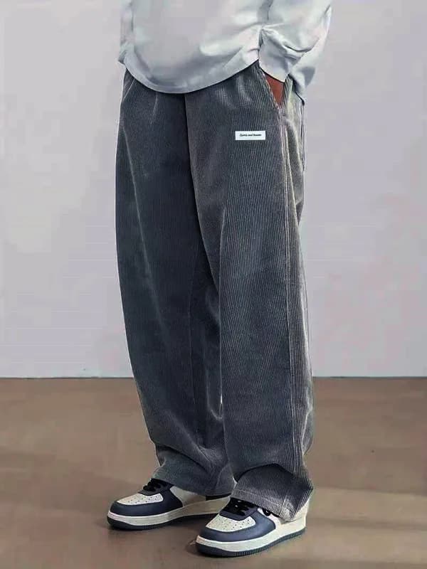 Men's corduroy loose European size hanging multi-functional casual straight leg pants, suitable for daily travel