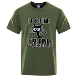 Men's High Quality T-shirt Cotton Blend Funny Cool Cat Printed T-shirt Casual Men Short Sleeve T-shirt for Men T-Shirt Male Top