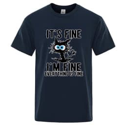 Men's High Quality T-shirt Cotton Blend Funny Cool Cat Printed T-shirt Casual Men Short Sleeve T-shirt for Men T-Shirt Male Top