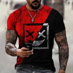2024 New Oversized T Shirt For Men Casual Short Sleeve Hip Hop Smiling Face Print Plus Size Tee Shirt Pullover Mens T-shirt Top