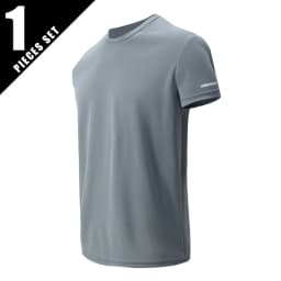 1/4 Pack Men's Solid Mesh Quick-drying Sports Short Sleeve Casual Joker Running Fitness Comfortable Plus-size Pullover T-shirt