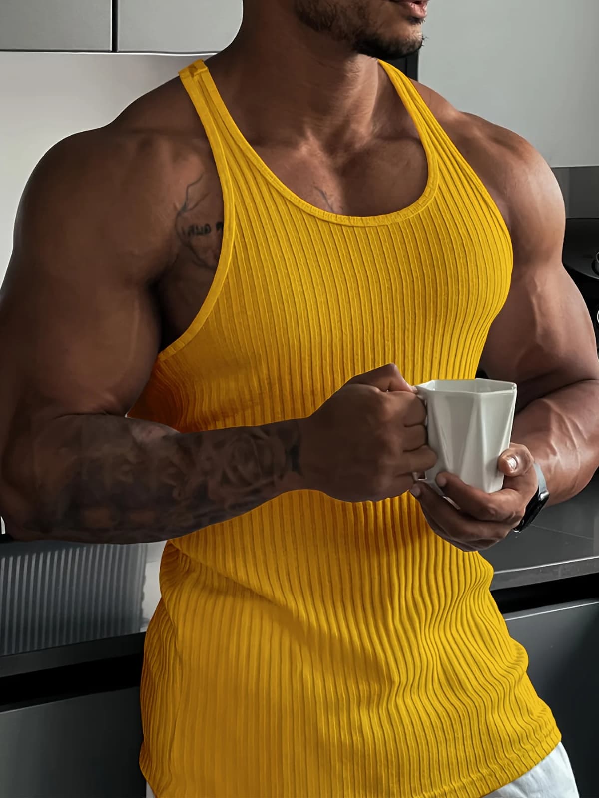 Summer New Fitness Clothes Quick Drying Tank Top Men's H-shaped Tight Vertical Stripe Muscle Exercise Tie Slim Fit High Elastic