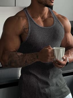Summer New Fitness Clothes Quick Drying Tank Top Men's H-shaped Tight Vertical Stripe Muscle Exercise Tie Slim Fit High Elastic