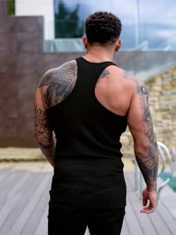 Summer New Fitness Clothes Quick Drying Tank Top Men's H-shaped Tight Vertical Stripe Muscle Exercise Tie Slim Fit High Elastic