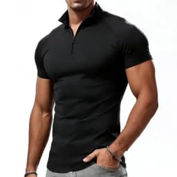 Compression T-shirt Men Summer Zipper Neck Male Tops Tee Gyms Fitness Tshirt Slim Fit Skinny Tigths Casual Fashion T Shirt Men