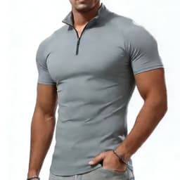 Compression T-shirt Men Summer Zipper Neck Male Tops Tee Gyms Fitness Tshirt Slim Fit Skinny Tigths Casual Fashion T Shirt Men