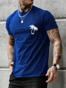 Men's Summer Loose Size 100% Cotton Freedom Graphi Print Casual Slim Fit Round Neck Short Sleeve T-shirt Top