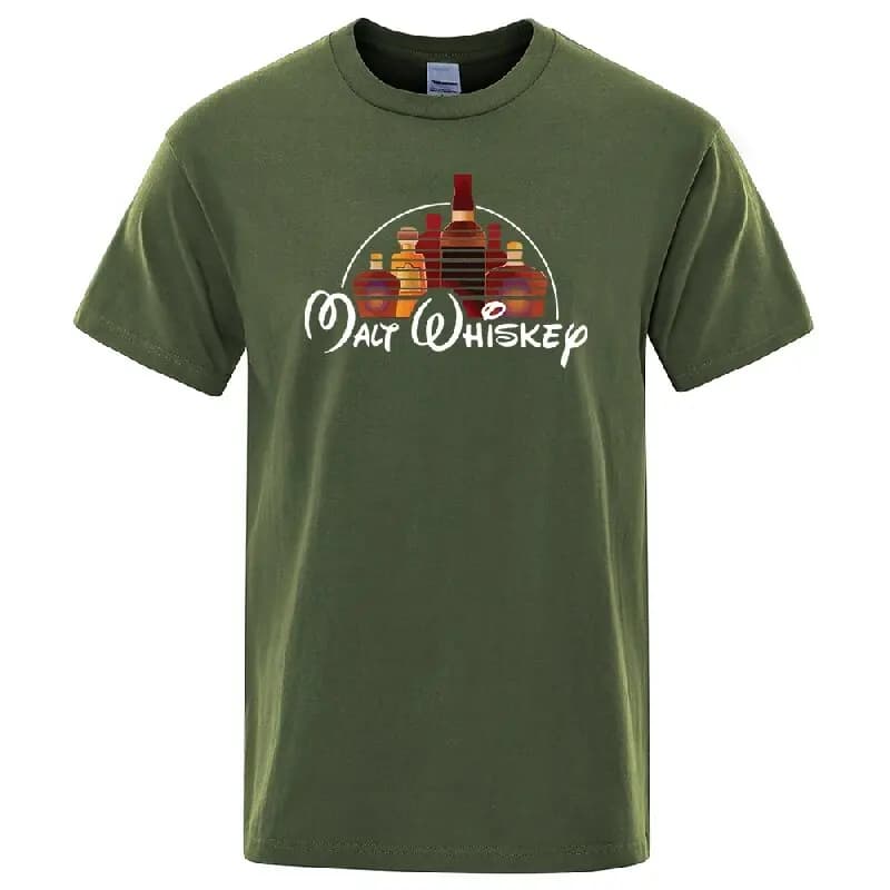 Summer Men T-shirt Cotton Blend Funny Malt Whiskey Print Summer Loose O-neck Cool T Shirt for Men Short Sleeve T-shirt Male Tee