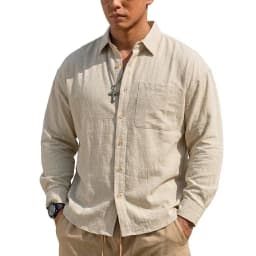 Korean Men's Long Sleeve Linen Shirt Luxury Cotton T Shirt Elegant Men's Shirts Summer Breathable Hawaiian Shirts Button T-shirt
