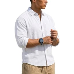 Korean Men's Long Sleeve Linen Shirt Luxury Cotton T Shirt Elegant Men's Shirts Summer Breathable Hawaiian Shirts Button T-shirt