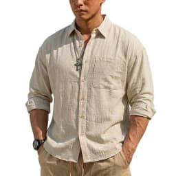 Korean Men's Long Sleeve Linen Shirt Luxury Cotton T Shirt Elegant Men's Shirts Summer Breathable Hawaiian Shirts Button T-shirt