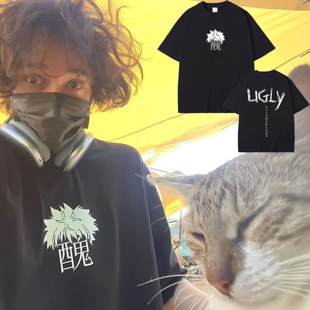 Uglyfacekid Hanzi Merch Graphic T-shirt Men Women Casual Funny Manga Clothing T Shirts Unisex Oversized Vintage Cotton T-shirts
